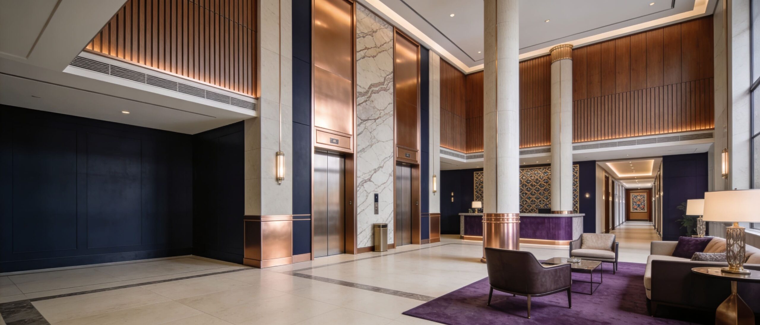 Lobby and common area surface refinishing in a premium commercial property
