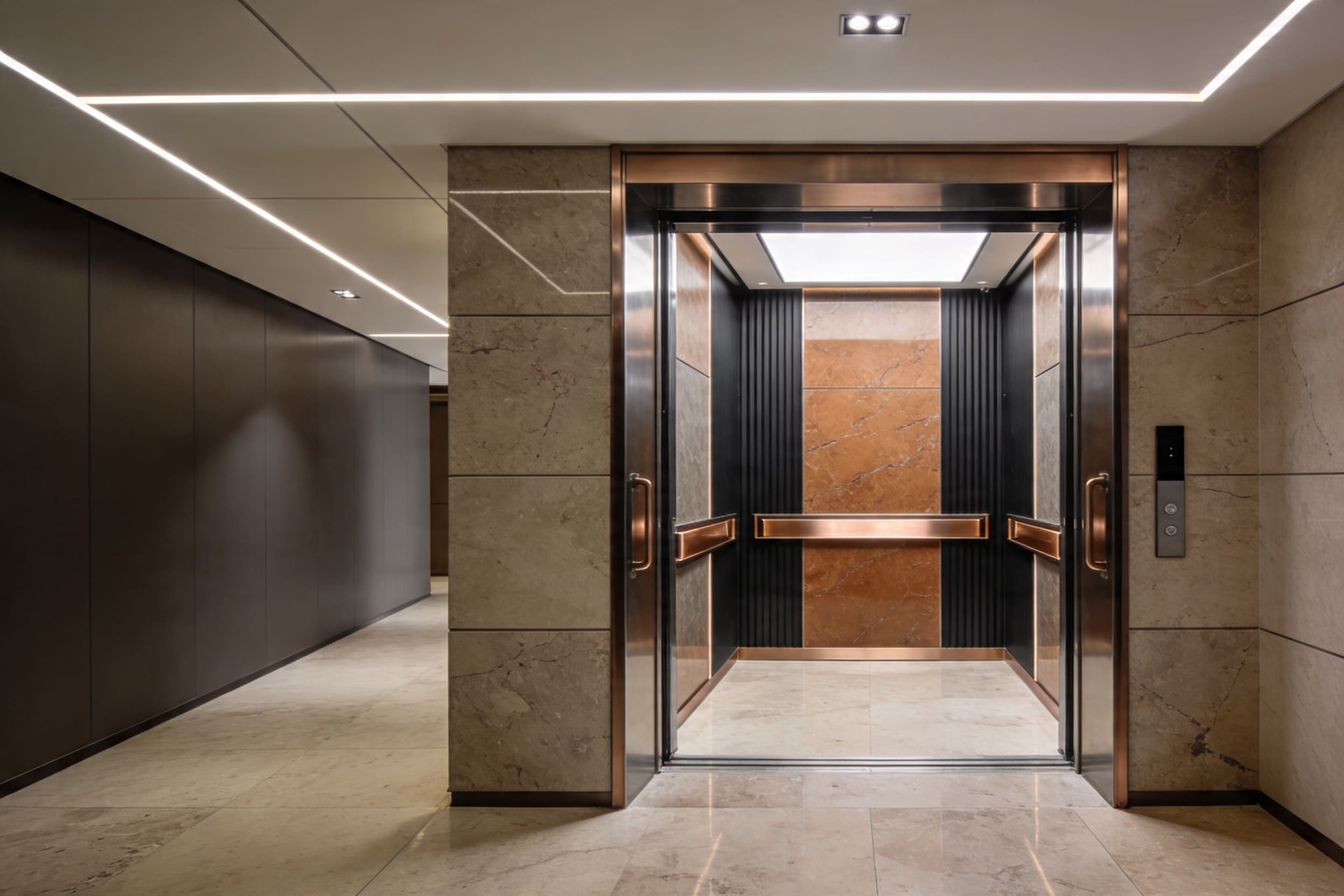 Elevator interior renovation with premium finishes