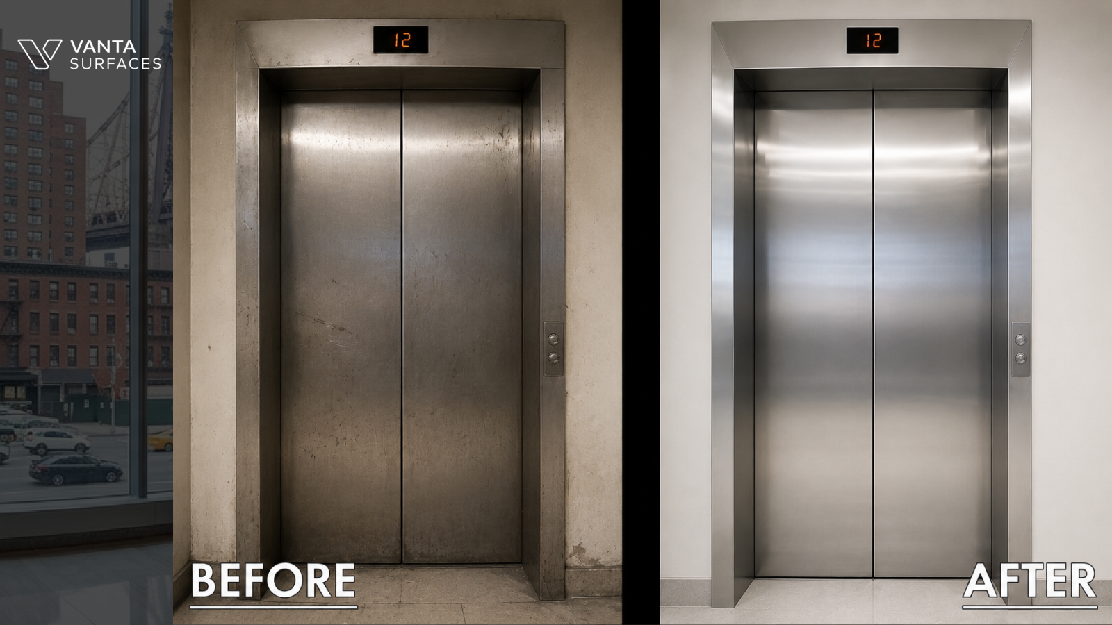 Wrapped elevator interior cab surfaces