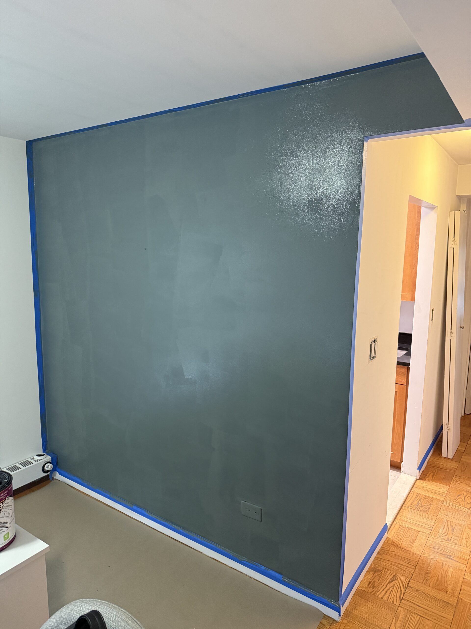 After precision accent wall transformation with clean edges and smooth finish