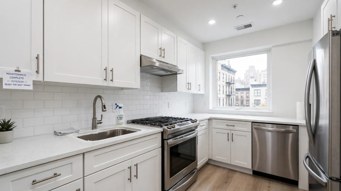 Clean kitchen after preparation between tenants - kitchen detailing